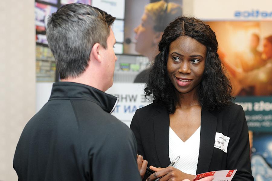 Student at a career fair